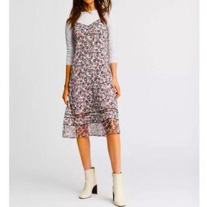 SiLK Rag & Bone iLona Midi Dress Floral Printed Crepe de Chine Chiffon Panels XS
